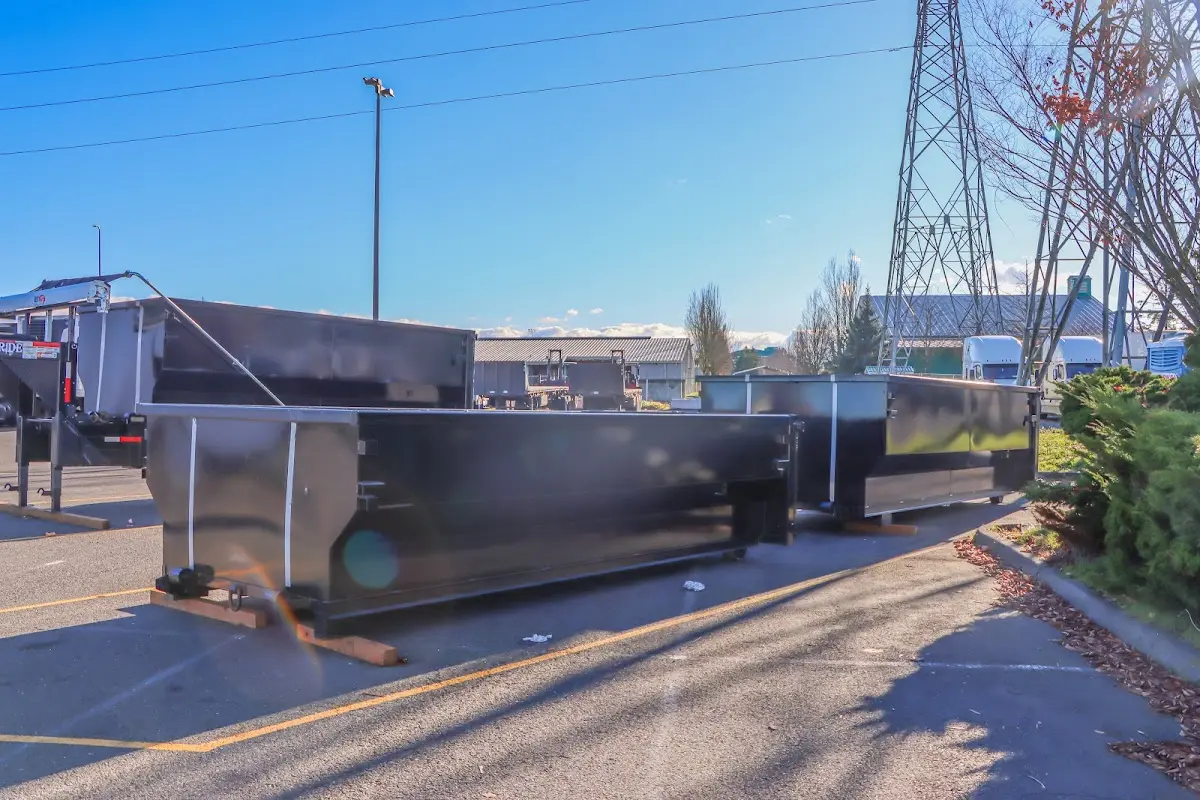 Roll-off dumpster ready for waste disposal at job site for Construction Dumpster Rental in Cedarhurst